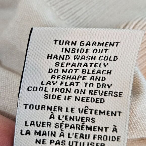 Carmen Marc Valvo Small Sweater Long Sleeve Beige Striped Top - Picture 7 of 9